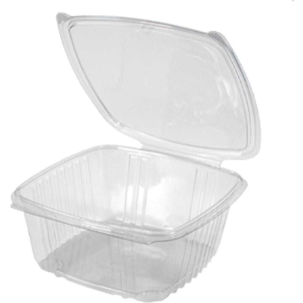 Genpak - 7.25" x 6.38" x 2.63", Clear 32 Oz Plastic Hinged Container, 200/Cs - AD32