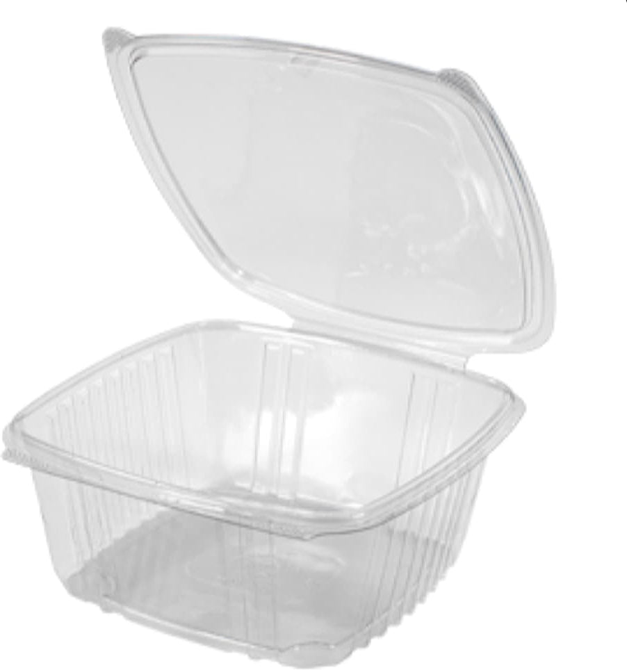 Genpak - 7.25" x 6.38" x 2.63", Clear 32 Oz Plastic Hinged Container, 200/Cs - AD32