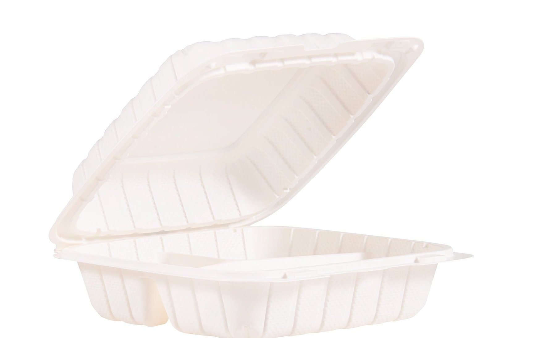 Dart Container - 8.5" Polypropylene White 3 Compartment Hinged Container, 150/Cs - 245033