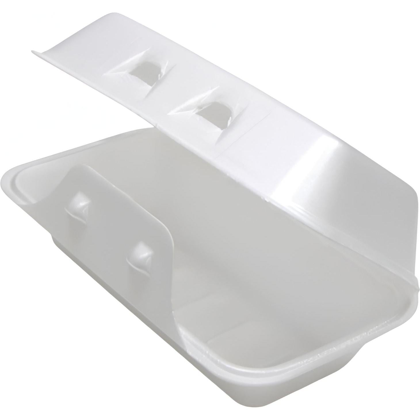 Pactiv Evergreen - 8.8 x 5.5 x 3" White, PS Foam SmartLock® Hinged Lid Container, 220/cs - YHLW01880000