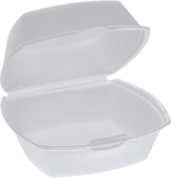 Pactiv Evergreen - 5" x 5" x 2.5" PS Foam White Hinged Lid Container, 500 Count - YTH100790000