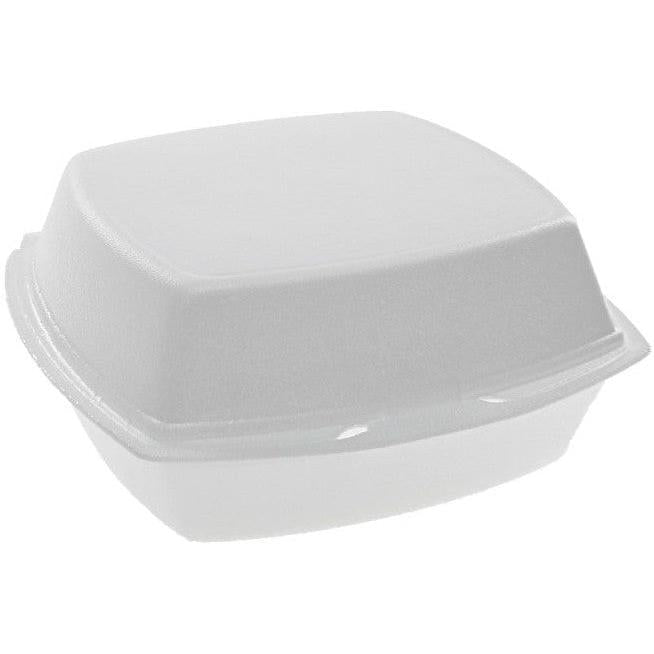 Pactiv Evergreen - 6" x 6" x 3" White PS Foam Hinged Lid Container, 500/Cs - YTH100800000