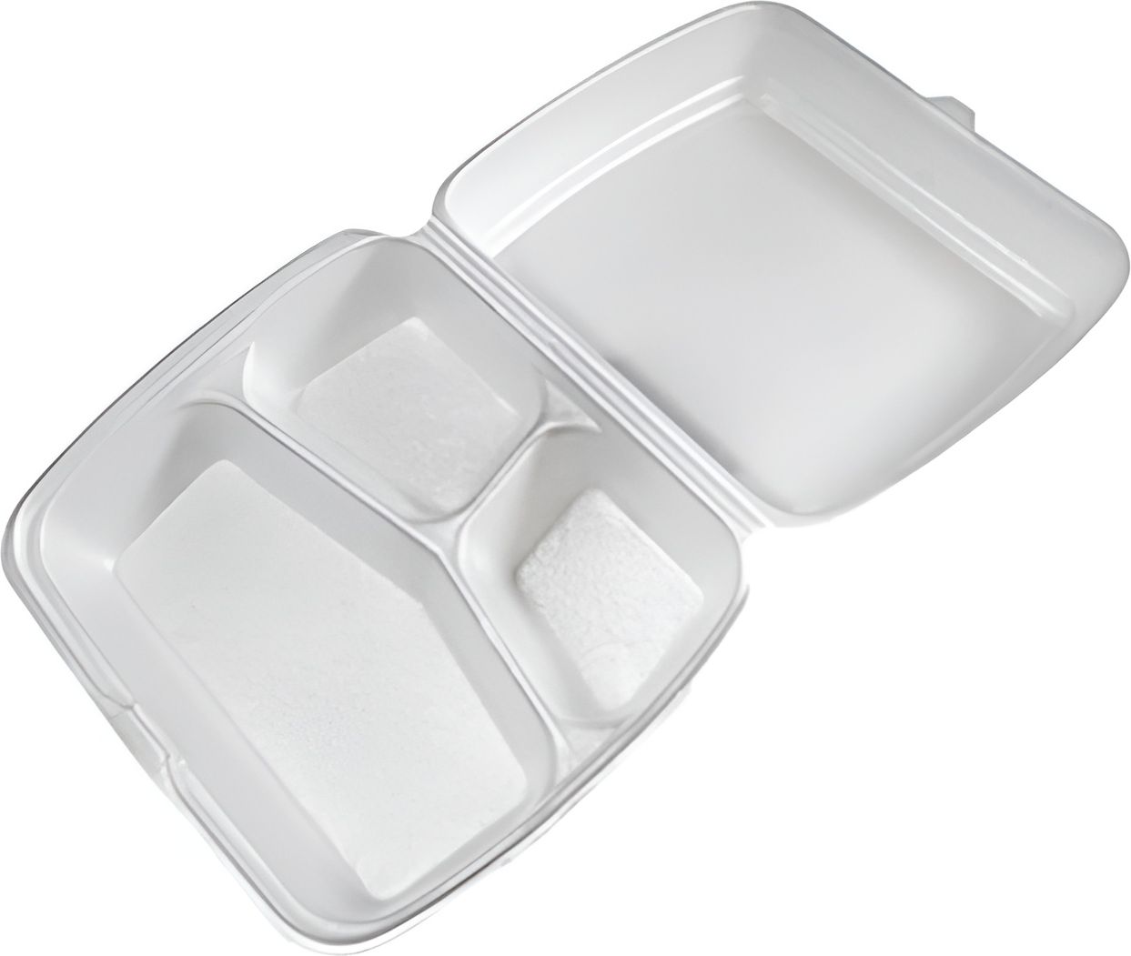 CKF Inc. - 9.3 x 7.8 x 3", FST3 Medium White 3 Compartment Foam Hinged Container, 250/cs - 87525