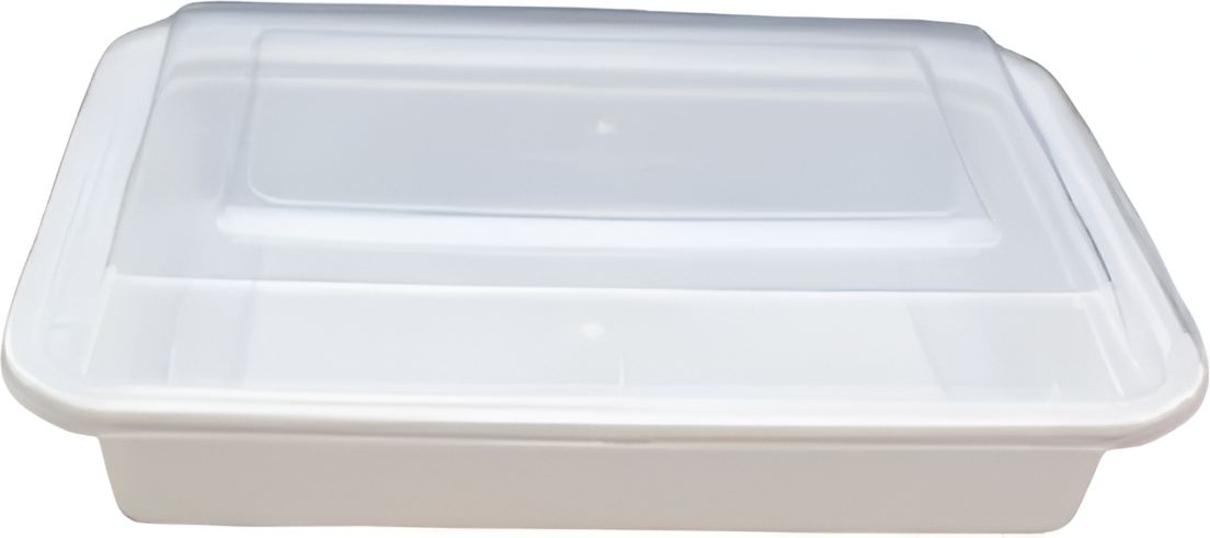 Kari-Out - 7" x 5" Medium Rectangle White Plastic Containers with Lid Combo, 150/Cs - MT6250W