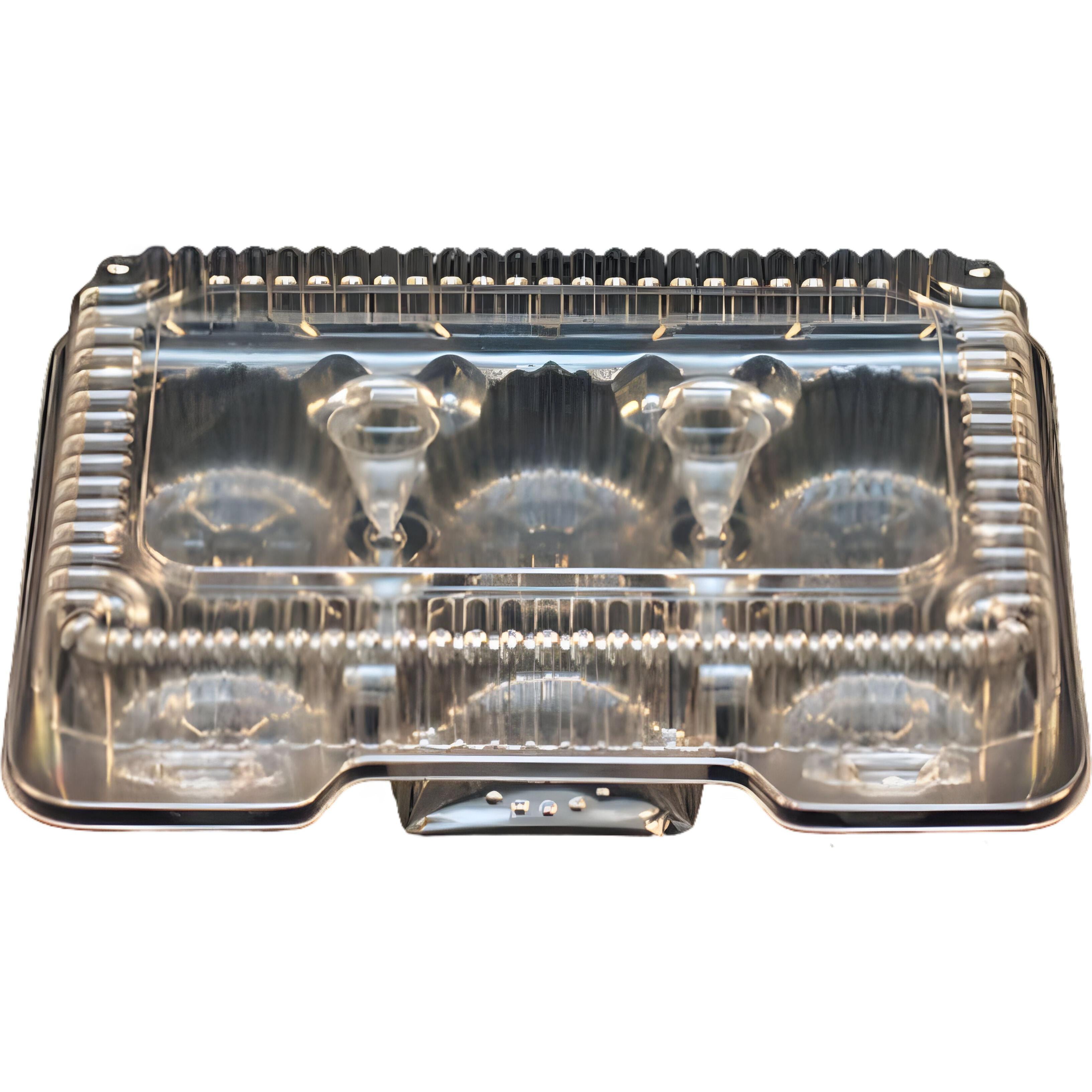 Vespa - 9.33" x 6.83" x 2.38" Plastic 6 Muffin/Cupcake Container, 500/Cs - VEL-053 (Special Order Item)