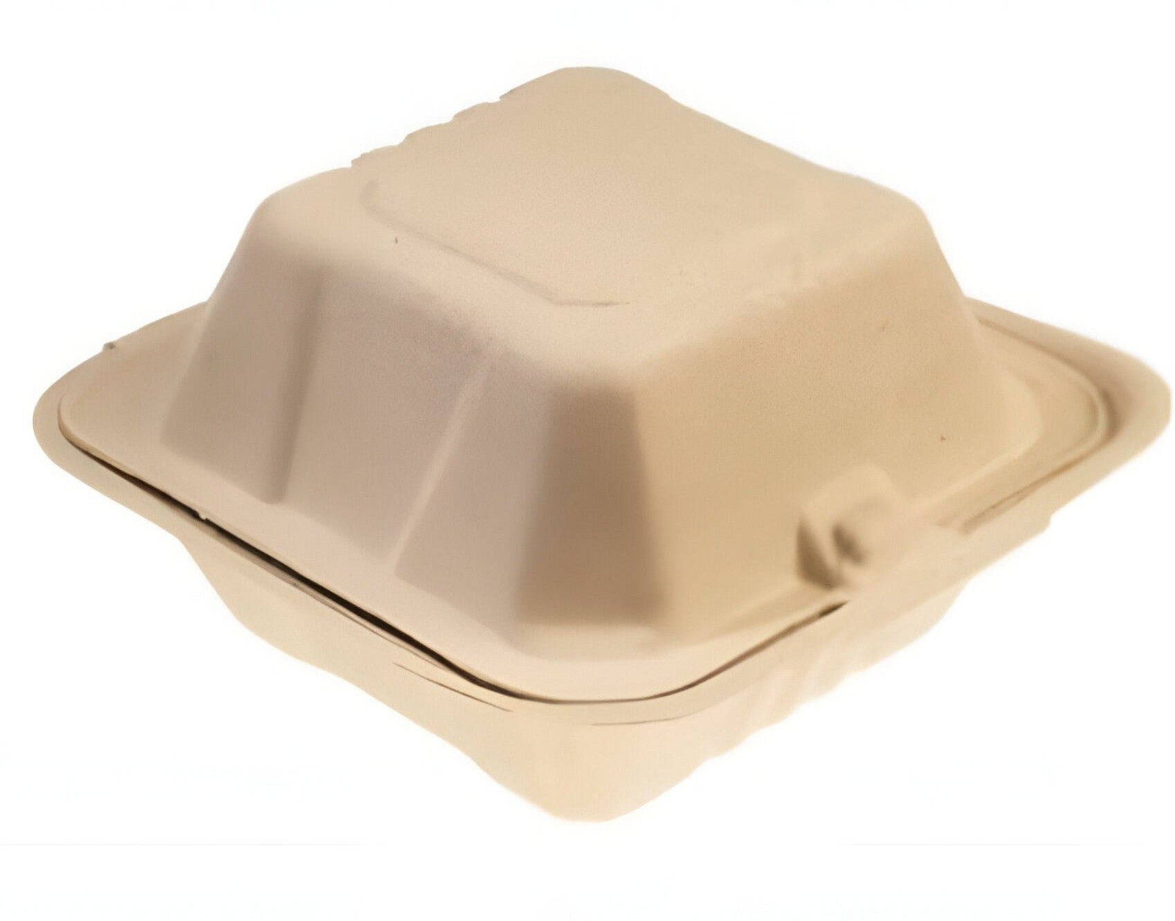 CKF Inc. - 6" x 6" x 3.2", SQP6 Bagasse Hinged Container, 500/cs - 37711