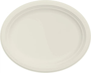 Dart Container - 12" Ivory Bare Solo Eco-Forward Bagasse Oval Platter, 500/Cs - 12PLRSC1