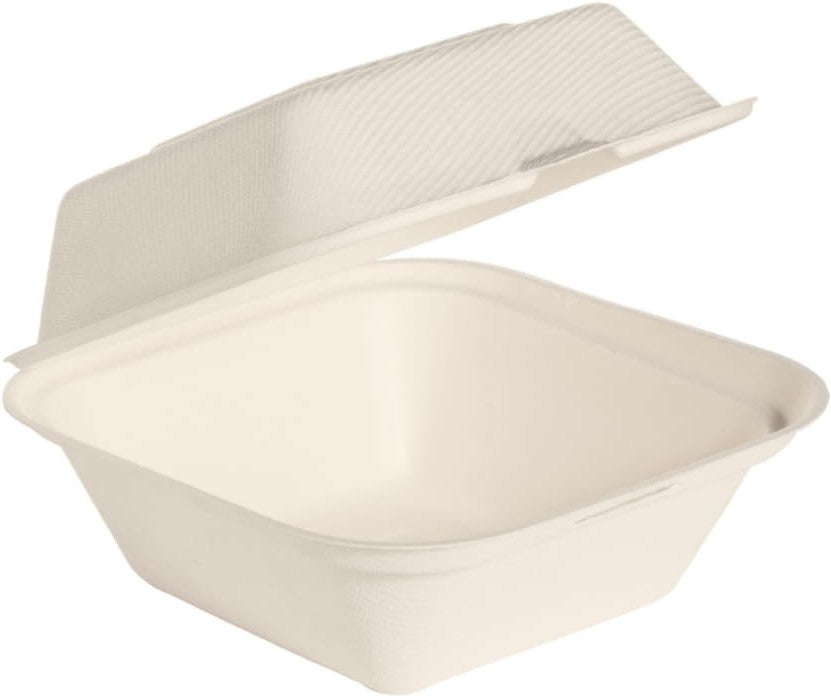 Dart Container - 6" Solo Bare Sugarcane Bagasse Pulp Hinged Containers Ivory, 400/cs - HC6SC-2050