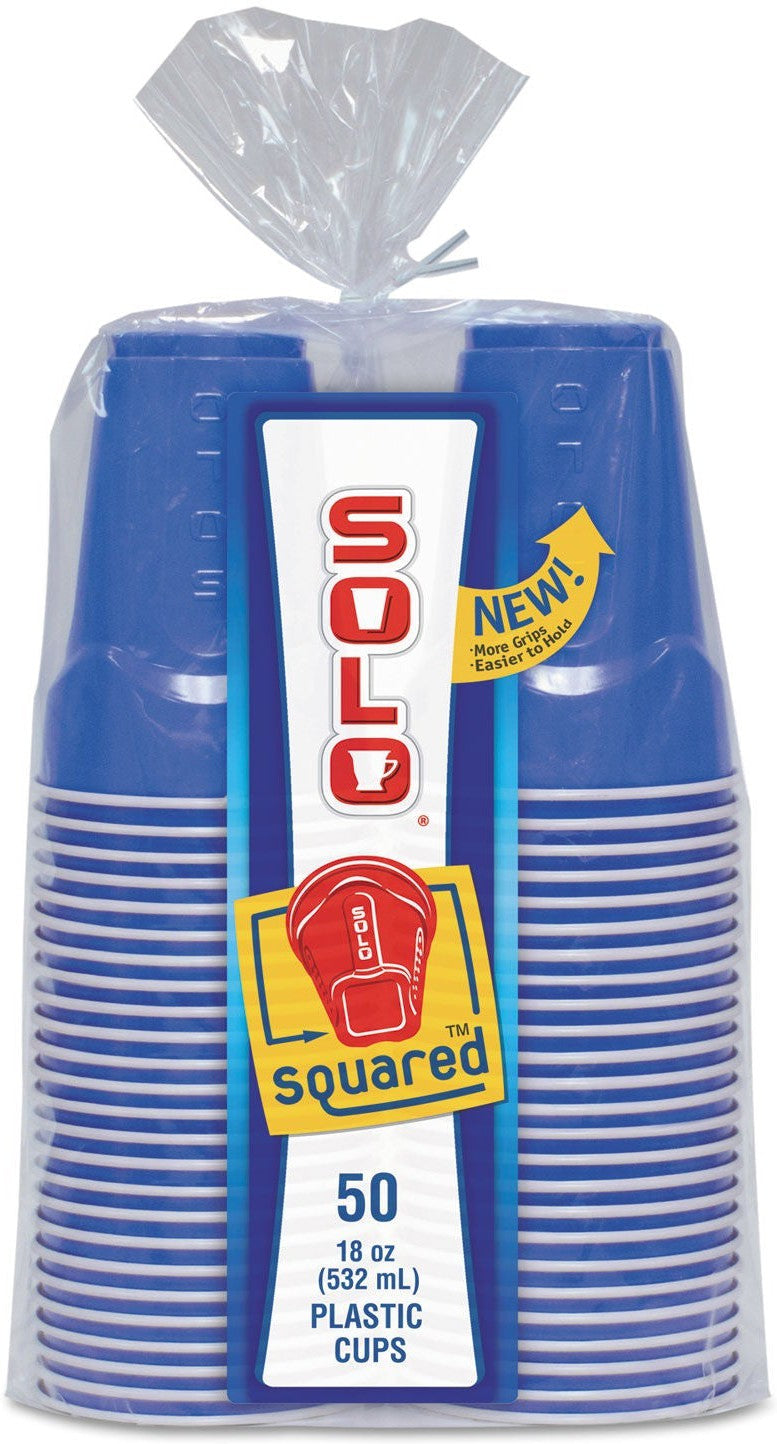 Dart Container - Solo 18 Oz Square Retail Plastic Cups, 12 PC (Red & Blue) - CQ1830-0001