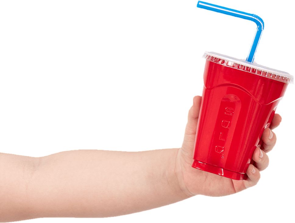 Dart Container - 9 Oz Square Red & Blue Plastic Cup, 12 PC - CQ915-0001