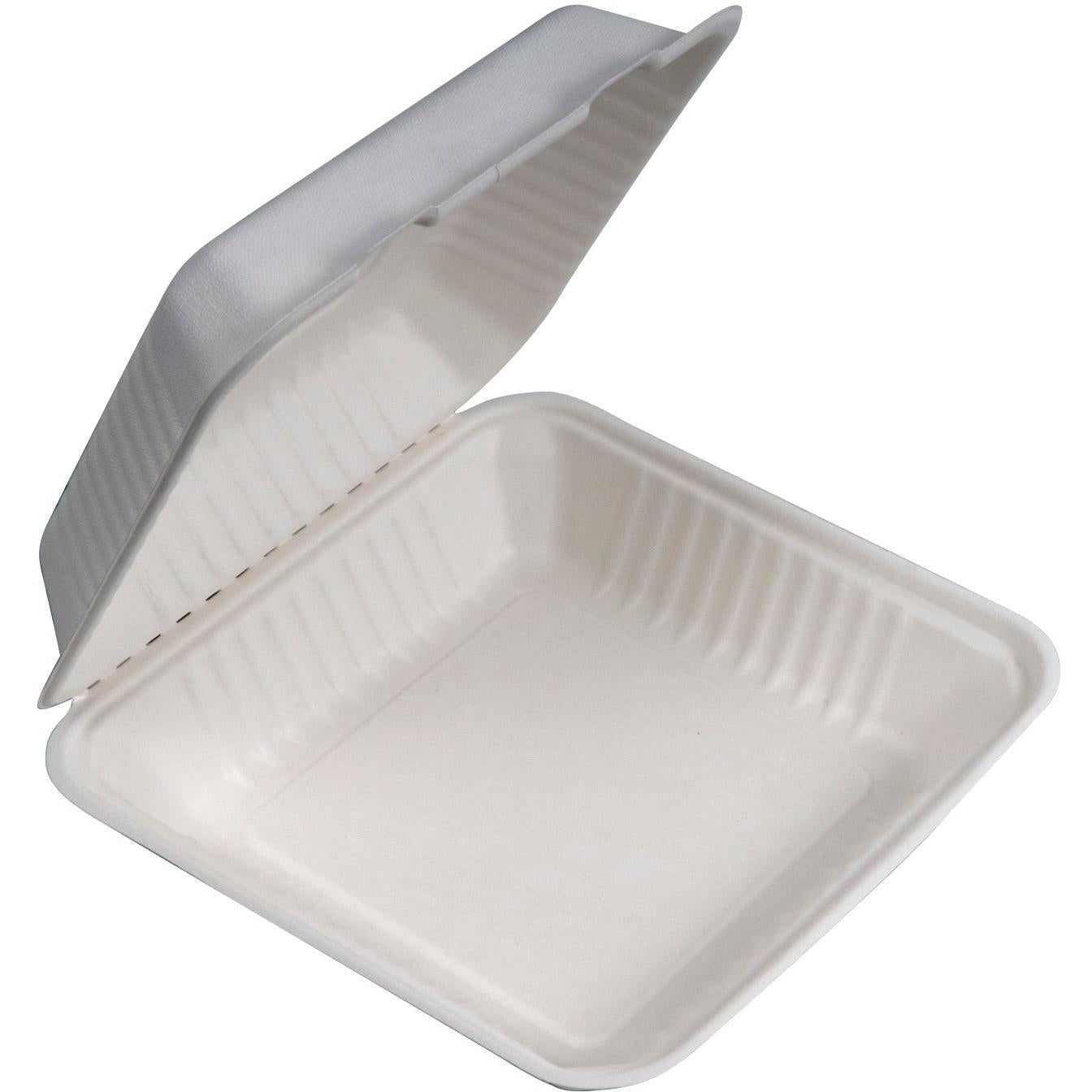 YesEco - 9" Bagasse Food Clam Hinged Container, 200/Cs - BAG-9-200CLN