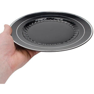 Fineline Settings - 10" Black/Silver Plastic Plate - 510-BKS