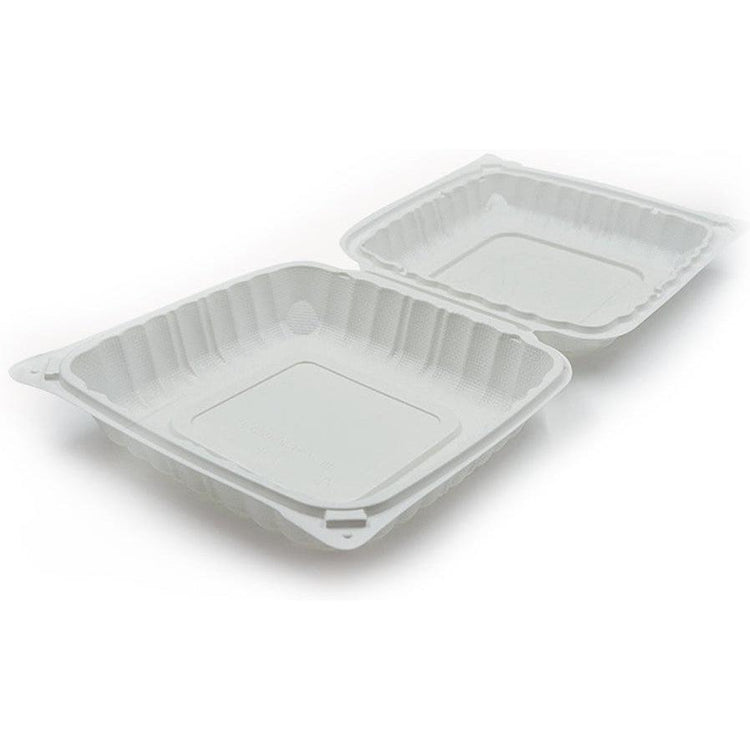 RitePak - 9" X 9" MFPP White Hinged Microwavable Container, 150/Cs - PH901