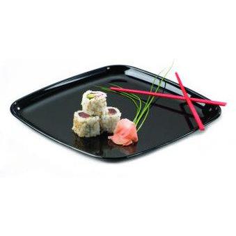 Sabert - Mozaïk 14" Plastic Black Square Platter, 25/Cs - 9314