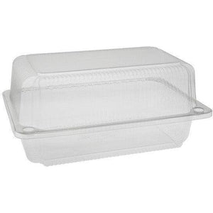 Pactiv Evergreen - Plastic Rectangular Hinged Container 9.3'' X 6.2'' X 4.2'' With Button Snap Lid, 200/Cs - TV0225P