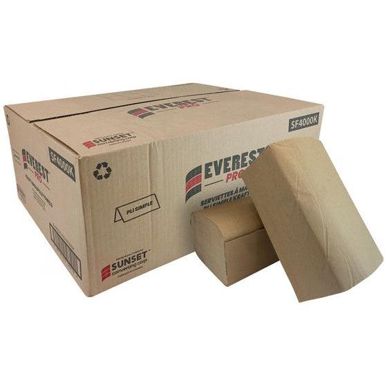 Everest Pro - 250 Sheet Singlefold Kraft Hand Towel, 4000/Cs - SF4000K