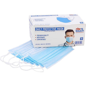 RiteTouch - 3-ply Blue Ear Loop Face Mask, 50/bx - 350