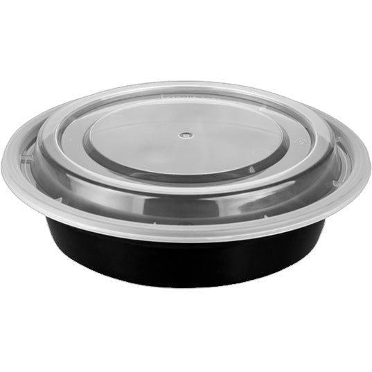 RitePak - 16 Oz, 6" Round Black Microwavable Container Combo, 150/cs - MC0616B