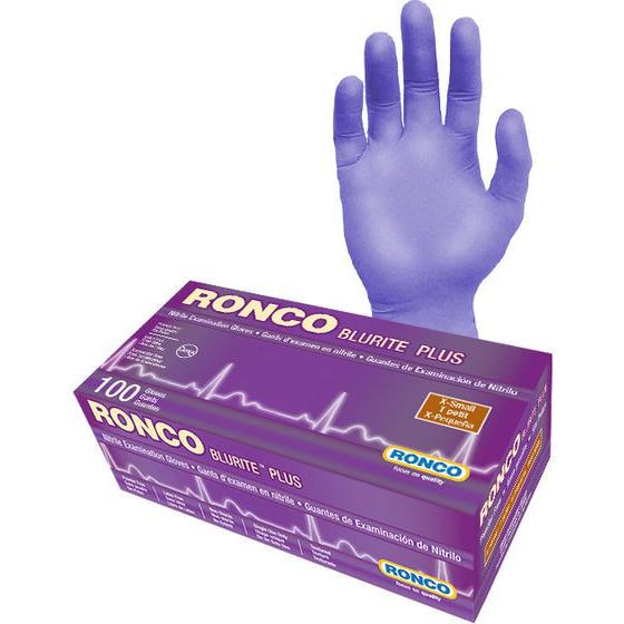 RONCO - Small Dark Blue Nitrile Powder-Free Blurite Plus Gloves, 100/bx - 966
