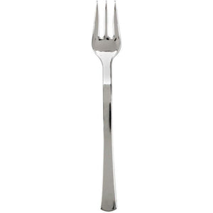 Fineline Settings - 4" Silver Plastic Tiny Tines Forks, 48/pk - 6500-SV