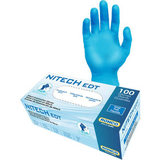 RONCO - Medium Blue Nitech Powder-Free Gloves, 100/bx - 375