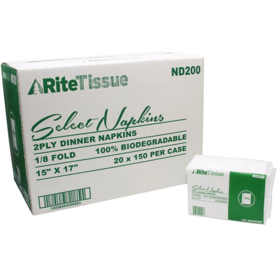 RiteTissue - 2 ply Dinner Napkin, 3000/cs - ND200