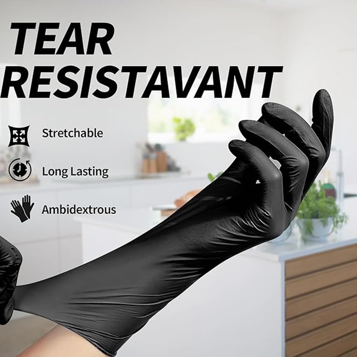 Basic - PF Vinyl Synmax Large Black Exam Gloves, 100/bx, 10bx/cs - SGBE 8003