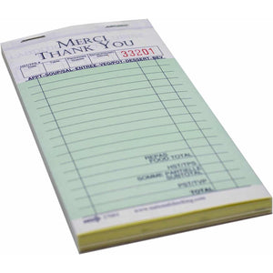 NCCO International - 3.5" x 6.75" Medium Two-Part Carbonless Guest Check , 500/Pk - 27001