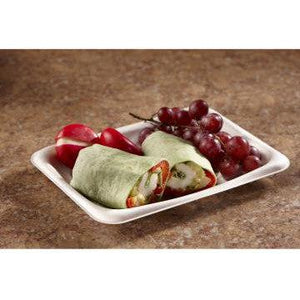 Sabert - 7" x 5" Rectangle Pulp Handle Snack Tray, 300/Cs - 400608D300