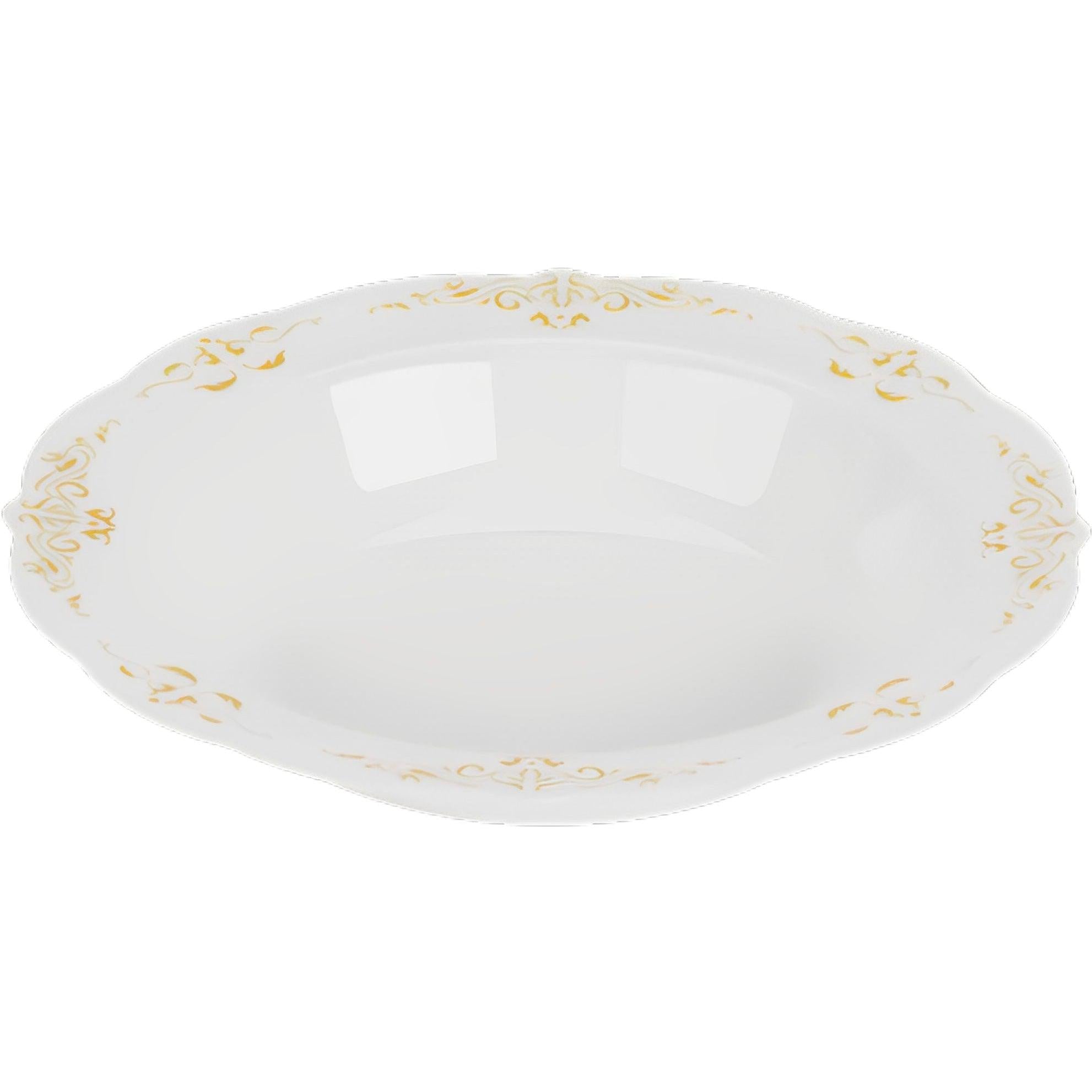 Fineline Settings - 10 Oz Bone Plastic Bowl With Gold Trim, 10 Pack - 5901