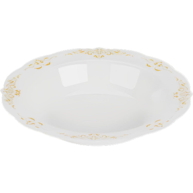 Fineline Settings - 10 Oz Bone Plastic Bowl With Gold Trim, 10 Pack - 5901
