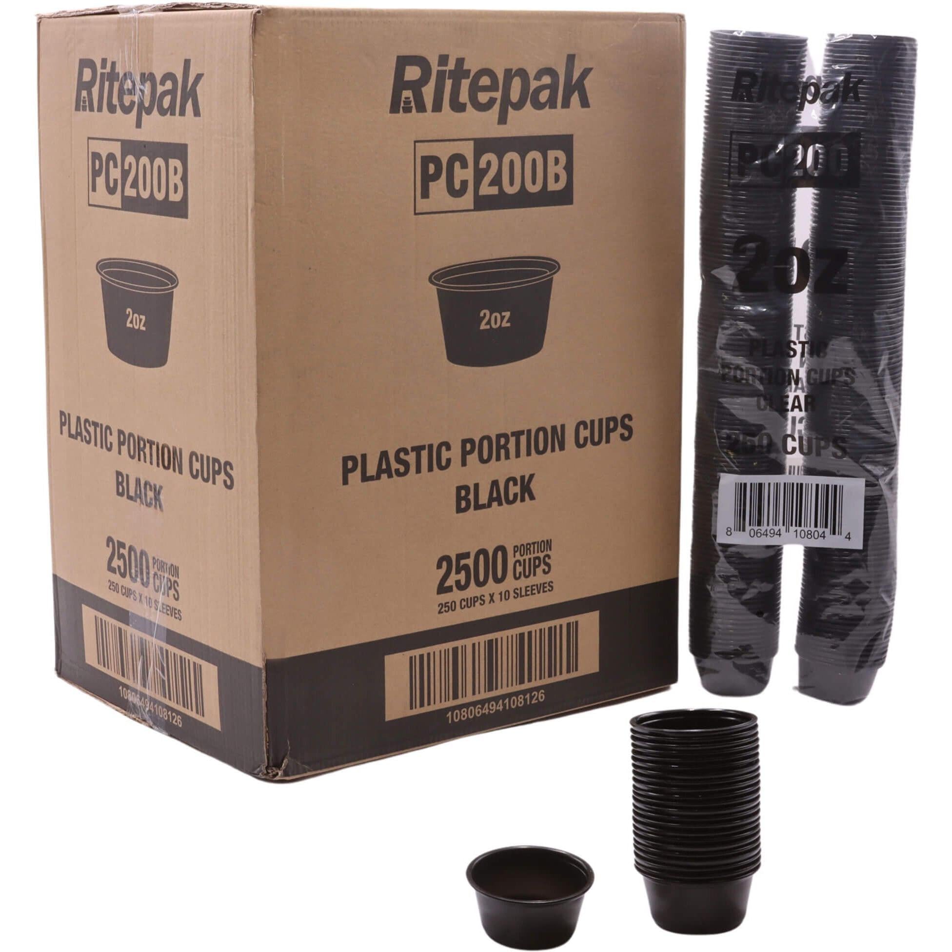 RitePak - 2 Oz Black Plastic Portion Cups, 2500/Cs - PC200B