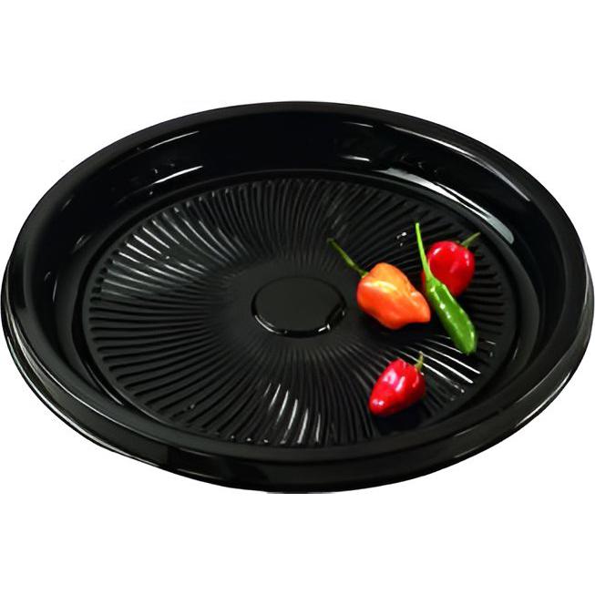 Sabert - 16" Black Nova Plus Round Platter with Clear High Dome Lid, 25/Cs - C9516