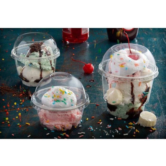 Pactiv Evergreen - Clear Recycled Plastic Dome Lid with Hole for "B" Size Cold Drink Cups, 900/cs - YPDL24C