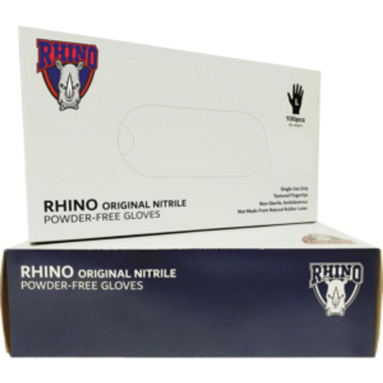 Wayne Safety - Rhino PF Medium Blue Nitrile Gloves, 100/bx - 15I-700PFCB-M