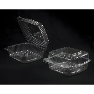 HFA - 6" Handi-Lock Deep Square Plastic Hinged Container, 500/Cs - 6061D-500