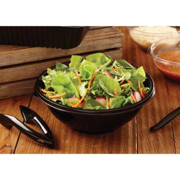Sabert - 80 Oz Plastic Black Round Bowls, 50/ Cs - 92080A50