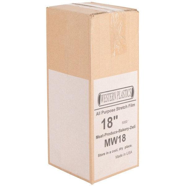 Western Plastics - 18" X 5000 ft PVC Meat Wrapping Film Roll, 1rl/cs - MW18