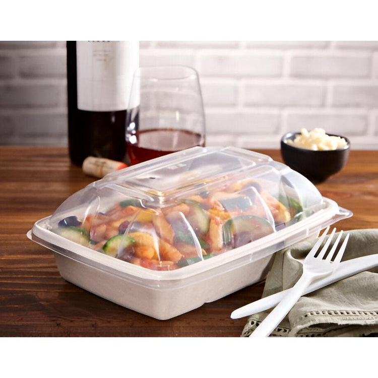 Sabert - Clear Dome Lid for Rectangle Pulp Containers, 300/cs - 51601F300PP