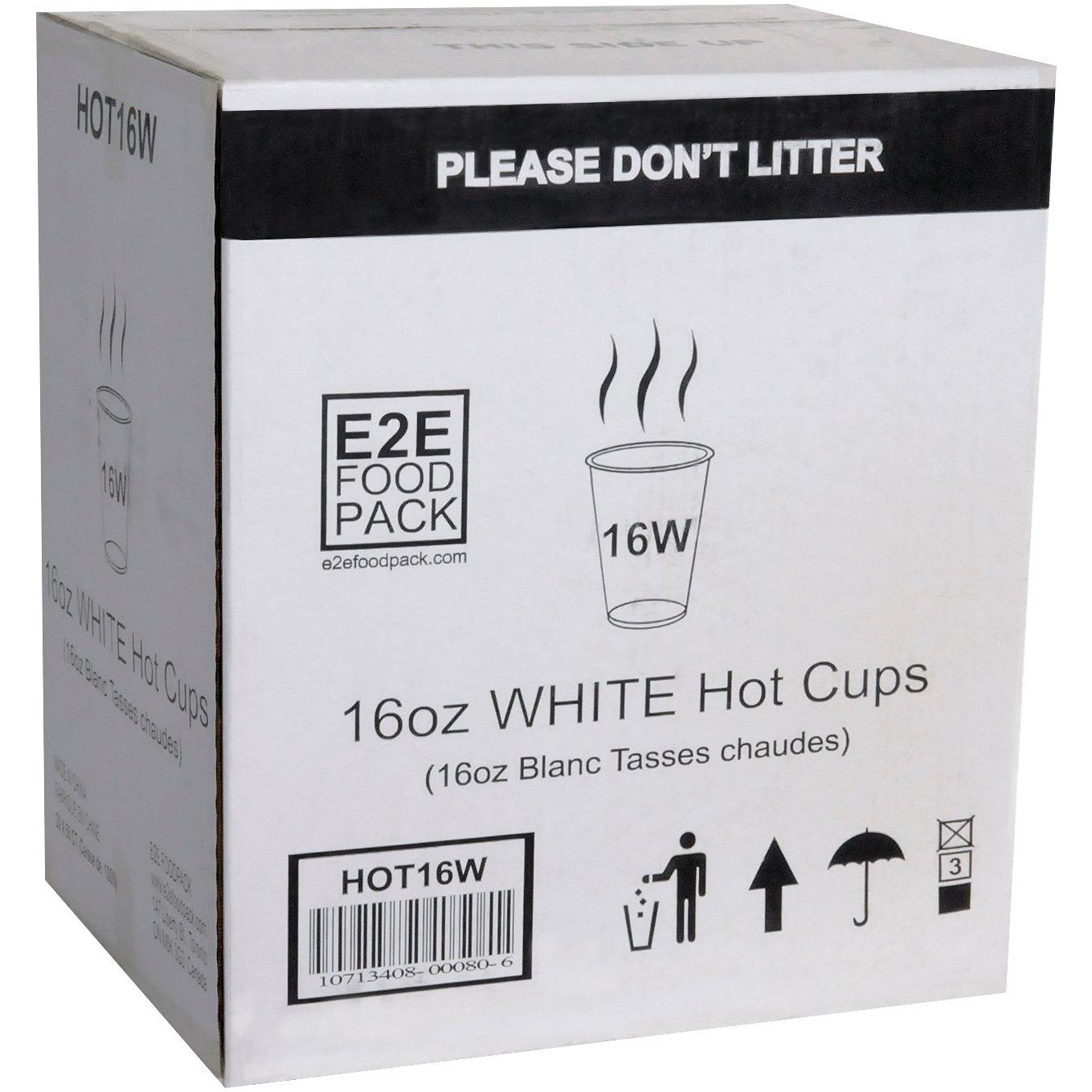 YesEco - 16 Oz White Paper Coffee Hot Cup, 1000/Cs - HOT16W