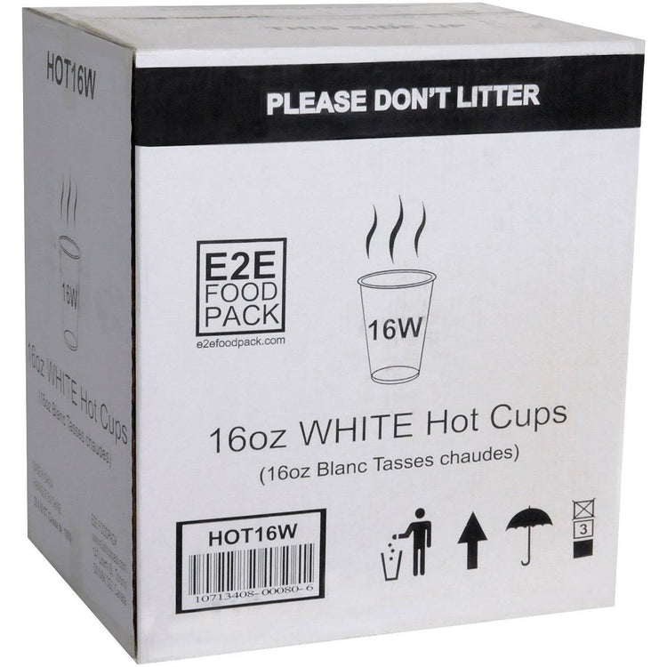 YesEco - 16 Oz White Paper Coffee Hot Cup, 1000/Cs - HOT16W