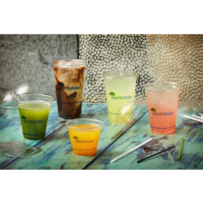 Pactiv Evergreen - Clear, Recycled Plastic Flat Lid with Straw Slot for "A" Size Cold Drink Cups, 1020/cs - YLP20C