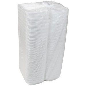 Pactiv Evergreen - 8.8 x 5.5" x 3" PS Foam Hinged Lid Rectangular Container, White, 420 Count - YTH101680000