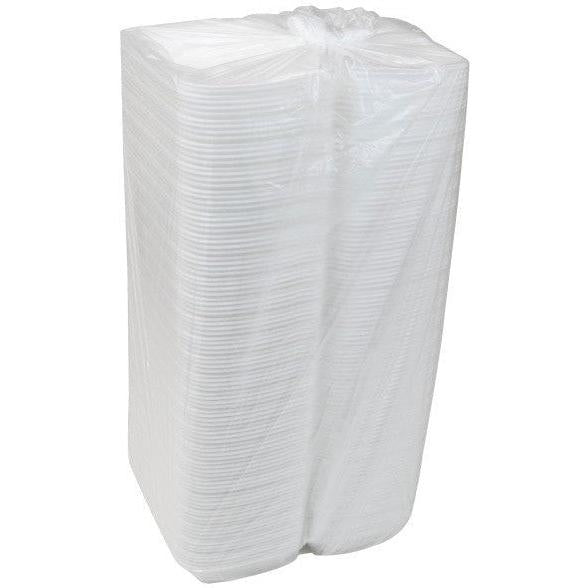 Pactiv Evergreen - 8.8 x 5.5" x 3" PS Foam Hinged Lid Rectangular Container, White, 420 Count - YTH101680000