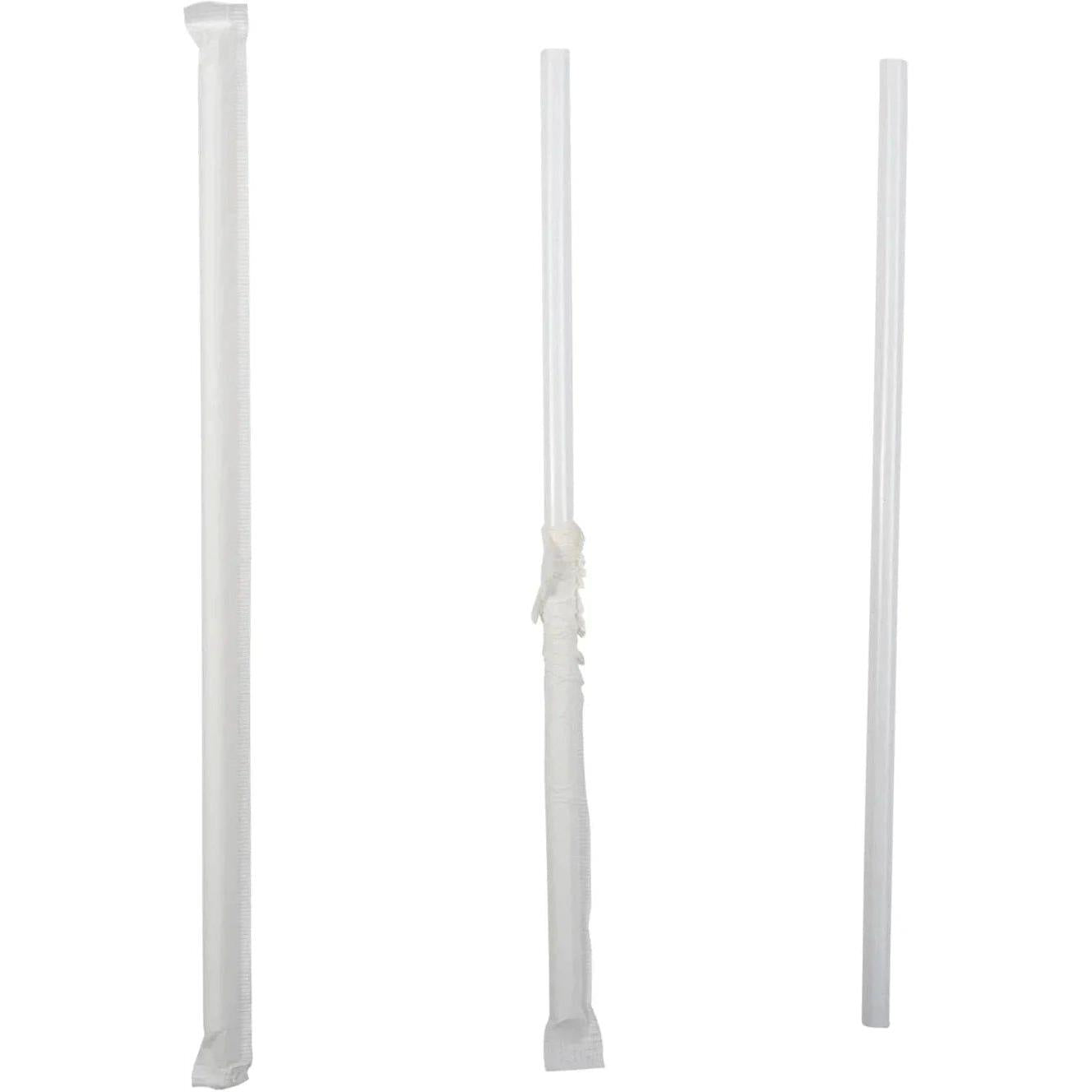 Hy-Stix - 8" Paper Wrapped White Milk Shake Straw, 6/500/Pk - STR-MS-8WT-PW