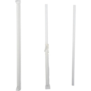 Hy-Stix - 8" Paper Wrapped White Milk Shake Straw, 6/500/Pk - STR-MS-8WT-PW