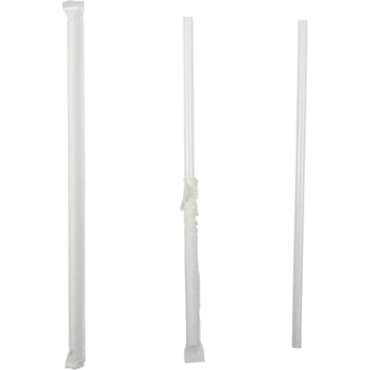 Hy-Stix - 8" Paper Wrapped White Milk Shake Straw, 6/500/Pk - STR-MS-8WT-PW