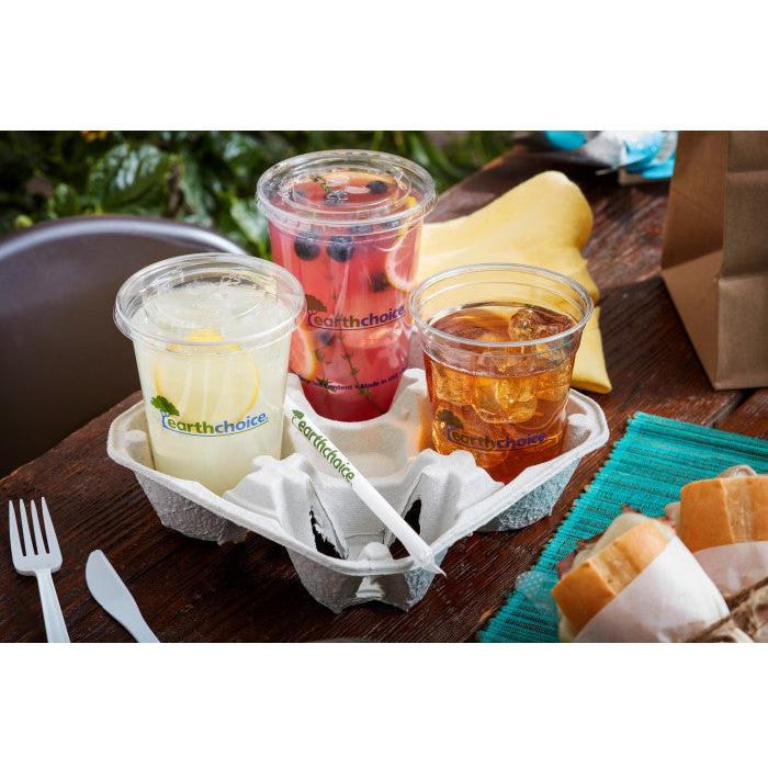 Pactiv Evergreen - Clear Recycled Plastic Flat Lid with Straw Slot for "B" Size Cold Drink Cups, 1020/cs - YLP24C