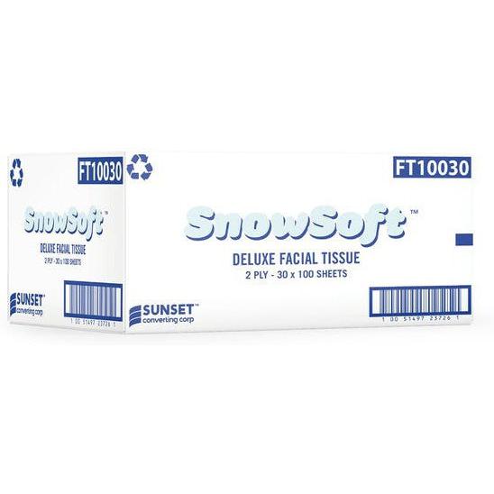 Snow Soft - 100 Sheet 2 Ply Facial Tissue, 30 Bx/Cs - FT10030
