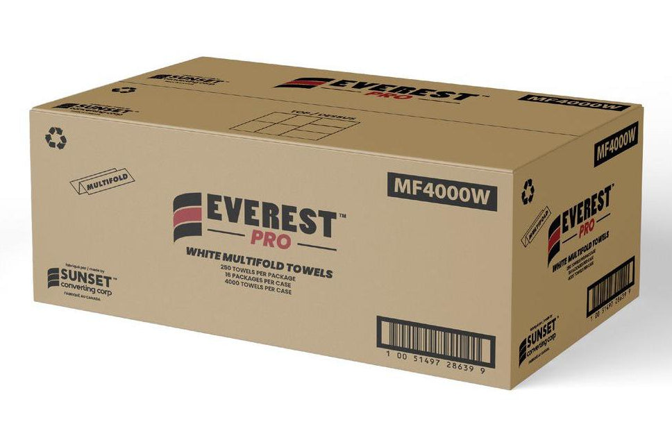 Everest Pro - Multifold White Hand Towel, 4000/Cs - MF4000W